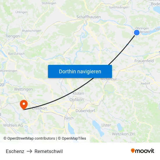Eschenz to Remetschwil map
