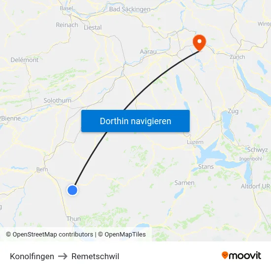Konolfingen to Remetschwil map