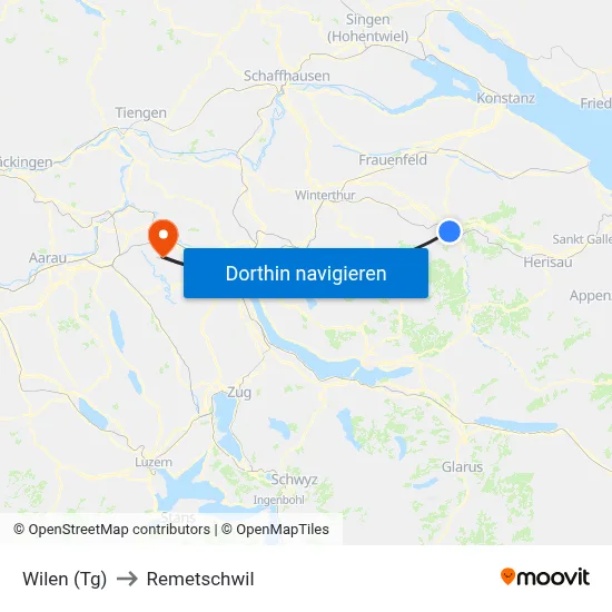 Wilen (Tg) to Remetschwil map