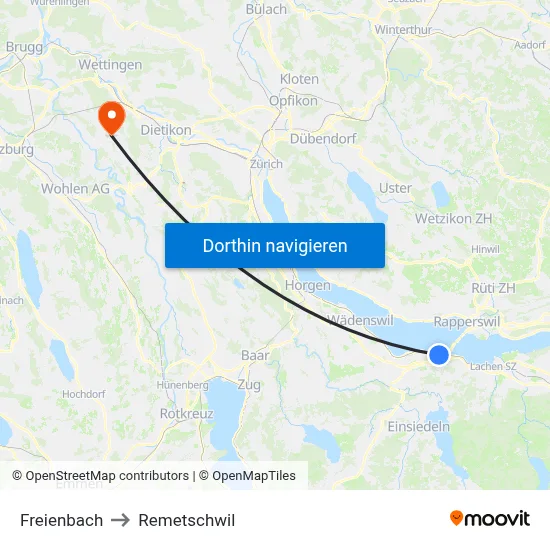 Freienbach to Remetschwil map