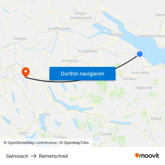 Salmsach to Remetschwil map