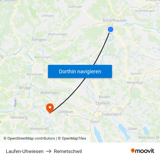 Laufen-Uhwiesen to Remetschwil map
