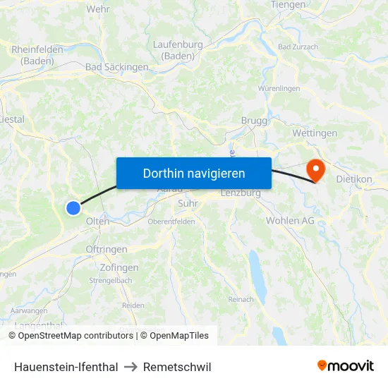 Hauenstein-Ifenthal to Remetschwil map