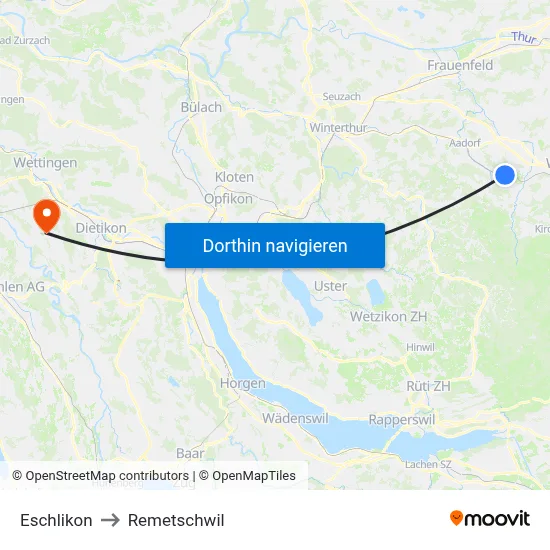 Eschlikon to Remetschwil map