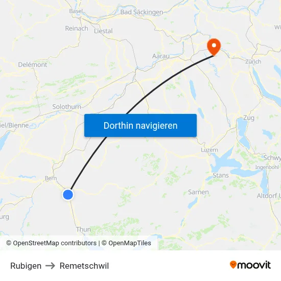 Rubigen to Remetschwil map