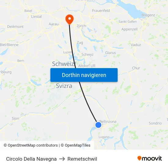 Circolo Della Navegna to Remetschwil map