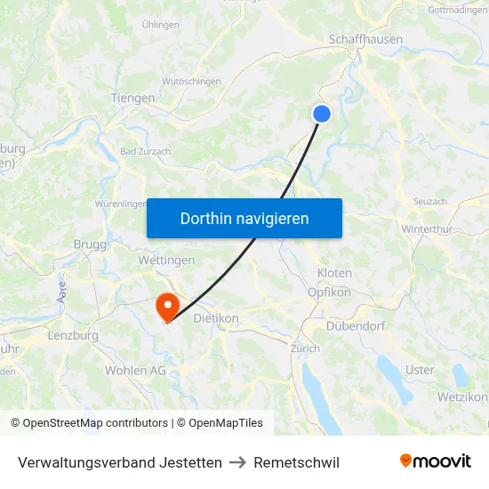 Verwaltungsverband Jestetten to Remetschwil map