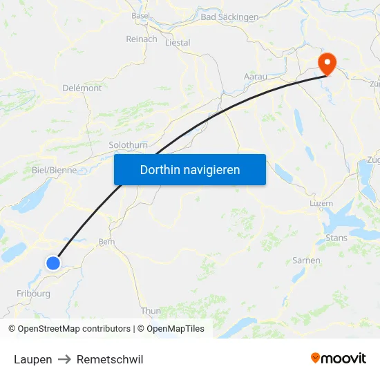 Laupen to Remetschwil map