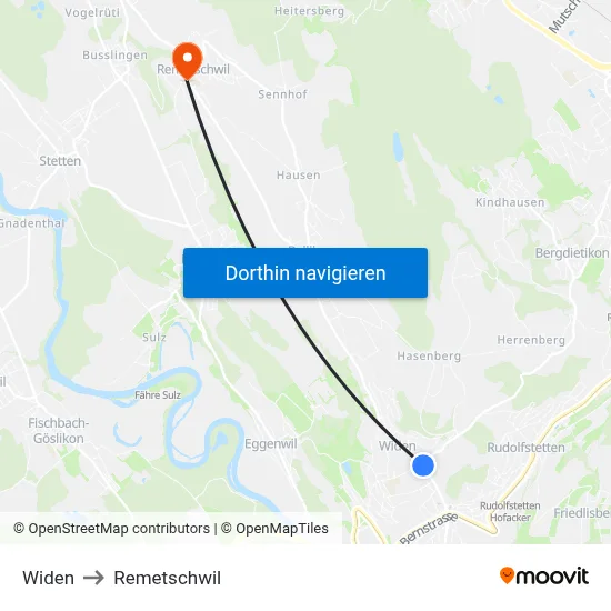 Widen to Remetschwil map