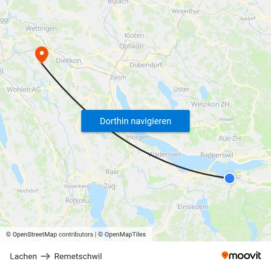 Lachen to Remetschwil map