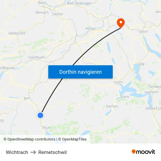 Wichtrach to Remetschwil map