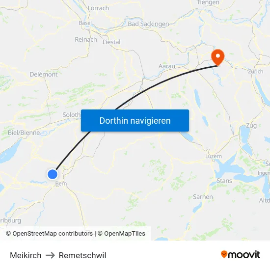 Meikirch to Remetschwil map
