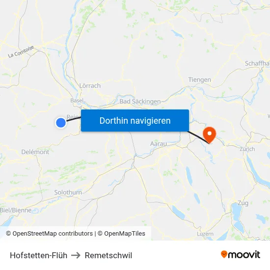 Hofstetten-Flüh to Remetschwil map