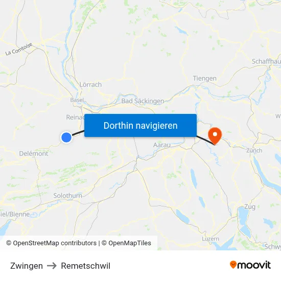 Zwingen to Remetschwil map