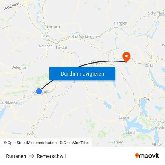 Rüttenen to Remetschwil map