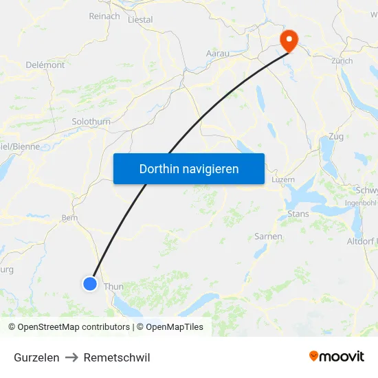 Gurzelen to Remetschwil map