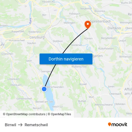 Birrwil to Remetschwil map