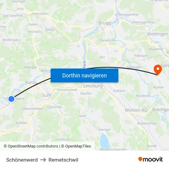 Schönenwerd to Remetschwil map