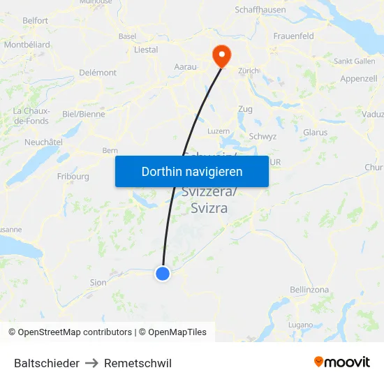 Baltschieder to Remetschwil map