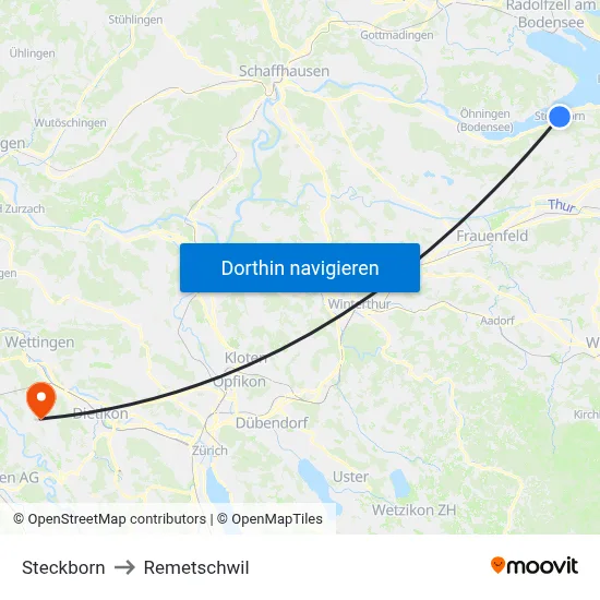 Steckborn to Remetschwil map