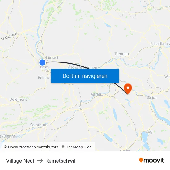 Village-Neuf to Remetschwil map