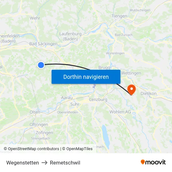 Wegenstetten to Remetschwil map