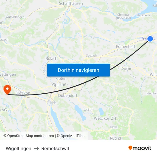 Wigoltingen to Remetschwil map