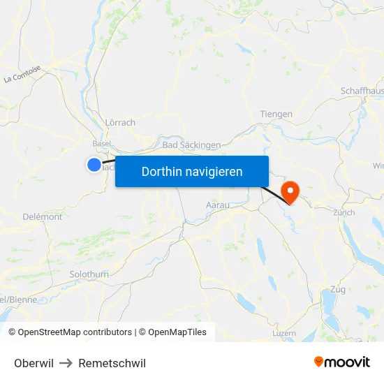 Oberwil to Remetschwil map
