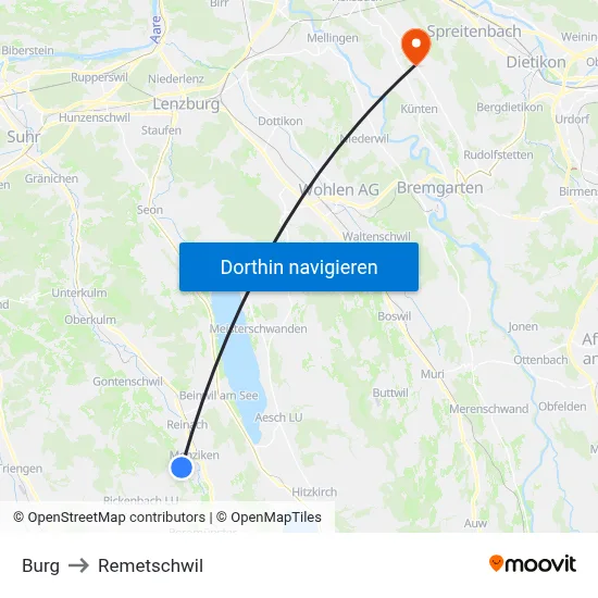 Burg to Remetschwil map