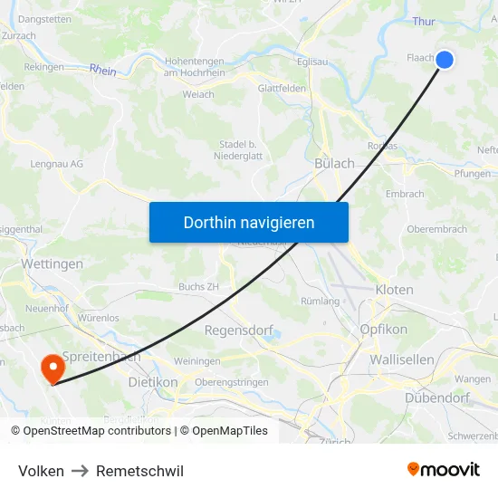 Volken to Remetschwil map