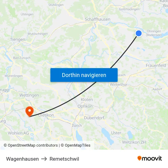 Wagenhausen to Remetschwil map