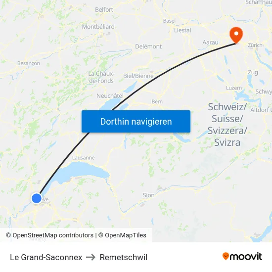 Le Grand-Saconnex to Remetschwil map