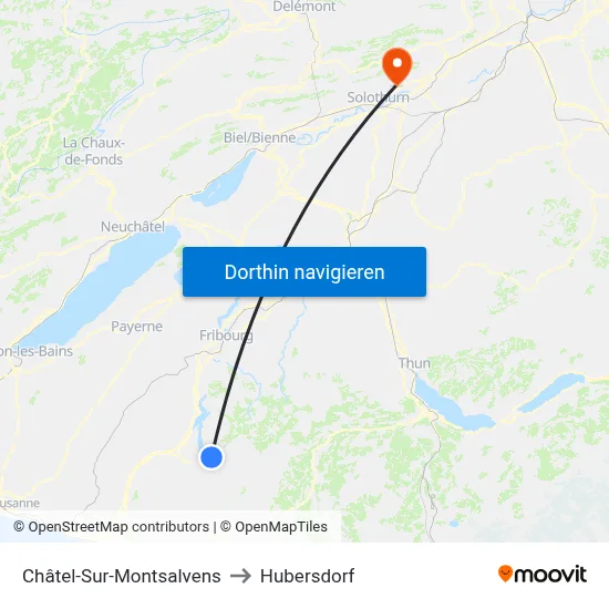 Châtel-Sur-Montsalvens to Hubersdorf map