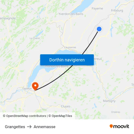 Grangettes to Annemasse map