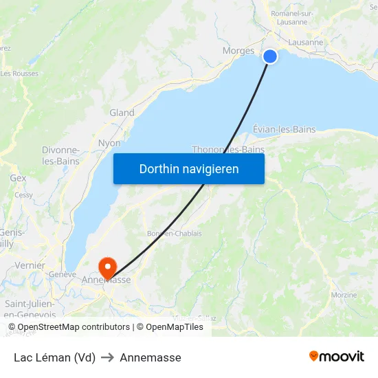 Lac Léman (Vd) to Annemasse map