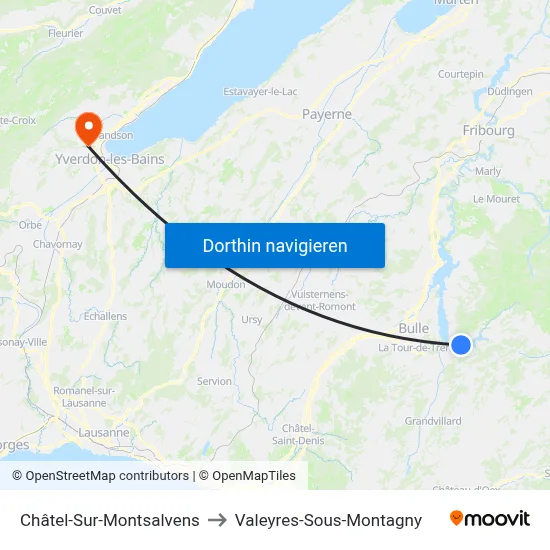 Châtel-Sur-Montsalvens to Valeyres-Sous-Montagny map