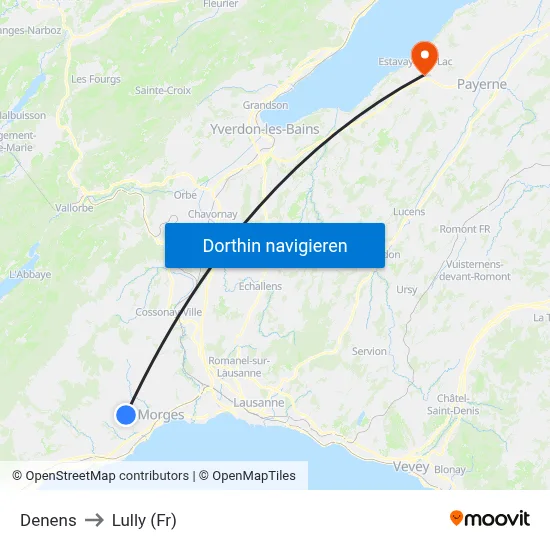 Denens to Lully (Fr) map