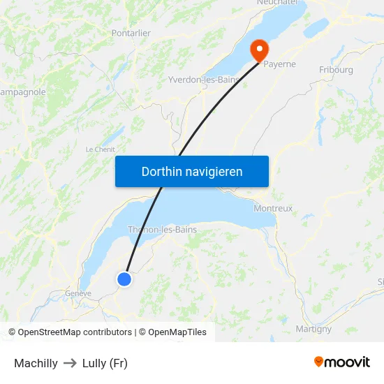 Machilly to Lully (Fr) map