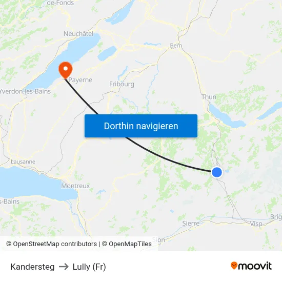 Kandersteg to Lully (Fr) map