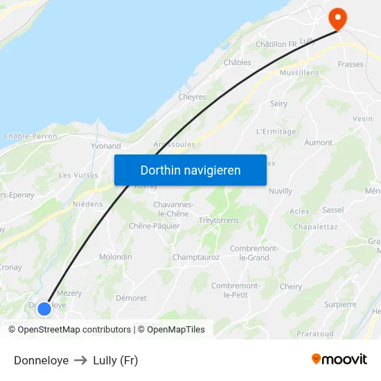 Donneloye to Lully (Fr) map