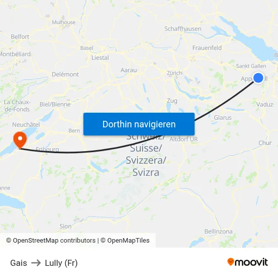 Gais to Lully (Fr) map