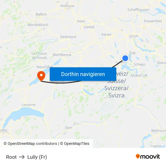 Root to Lully (Fr) map