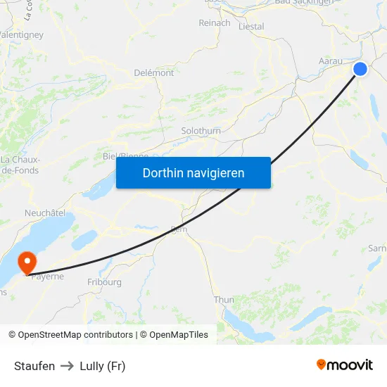 Staufen to Lully (Fr) map