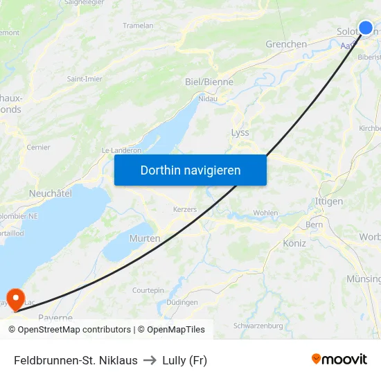 Feldbrunnen-St. Niklaus to Lully (Fr) map