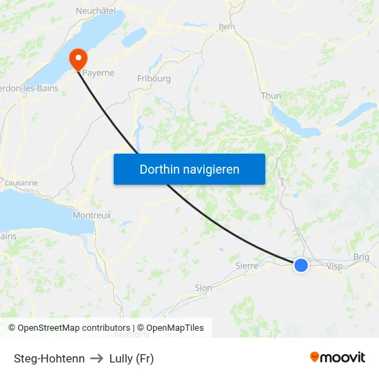 Steg-Hohtenn to Lully (Fr) map