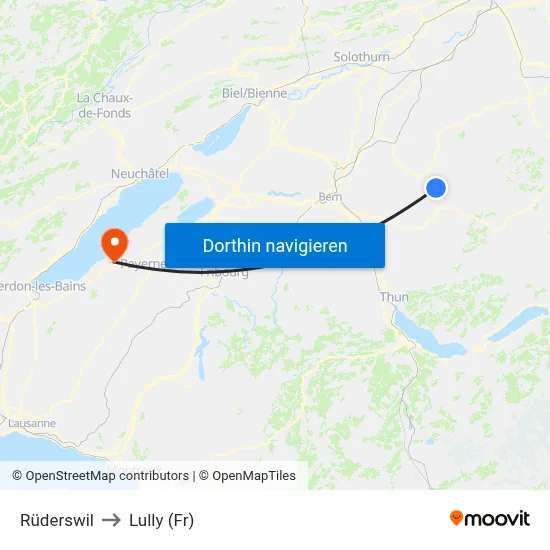 Rüderswil to Lully (Fr) map