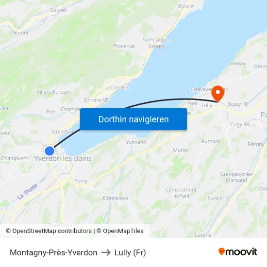 Montagny-Près-Yverdon to Lully (Fr) map