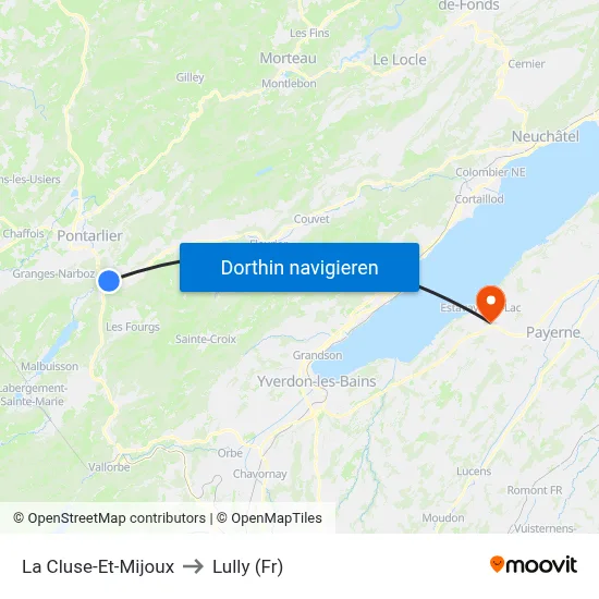 La Cluse-Et-Mijoux to Lully (Fr) map