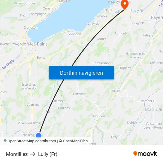 Montilliez to Lully (Fr) map