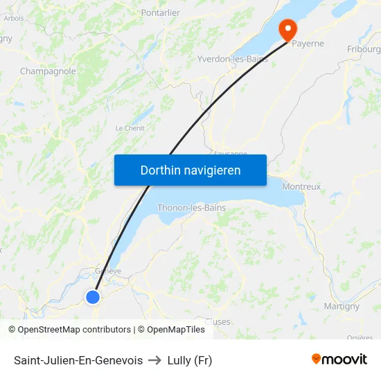 Saint-Julien-En-Genevois to Lully (Fr) map